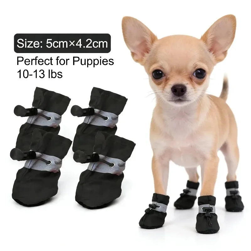 4pcs Water-Resistant Dog Shoes For Small Dogs - Protect Your Pet's Paws And Keep Them Dry,Outdoor rain boots for dogs