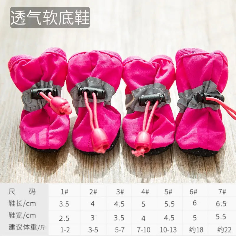 4pcs Water-Resistant Dog Shoes For Small Dogs - Protect Your Pet's Paws And Keep Them Dry,Outdoor rain boots for dogs